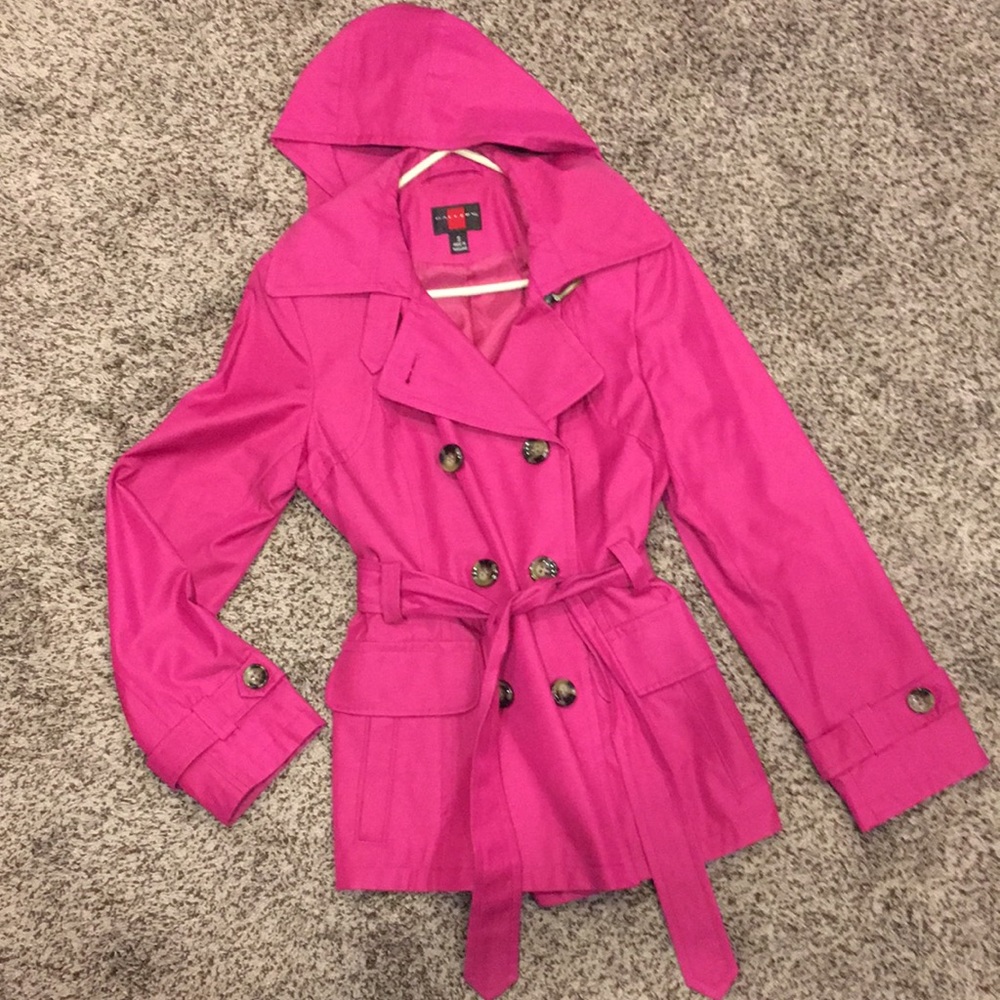 Jacket… Hooded button-down tie front pink size small